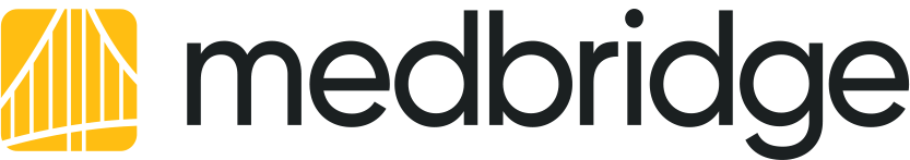 The MedBridge logo with "medbridge" in bold lowercase letters and yellow vertical bars resembling a bridge on the left.